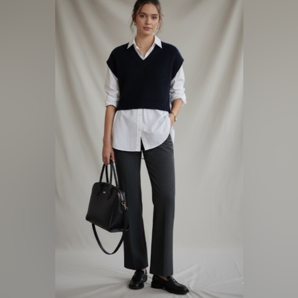 Classic Gray Wool Trousers Dark Academia Aesthetic Work Pants Preppy Size 6